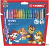Filctoll készlet, vastag, 2 mm, STABILO "Power", Mancs őrjárat, 18 különböző szín