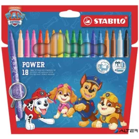   Filctoll készlet, vastag, 2 mm, STABILO "Power", Mancs őrjárat, 18 különböző szín
