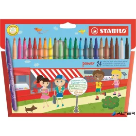   Filctoll készlet, 2 mm, STABILO "Power", 24 különböző szín