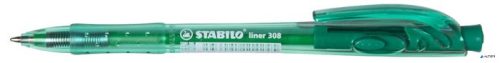 Golyóstoll, 0,38 mm, nyomógombos, STABILO 'Liner 308', zöld