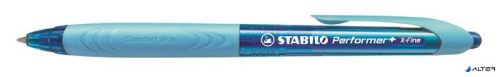 Golyóstoll, 0,35 mm, nyomógombos, kék tolltest, STABILO 'Performer+', kék