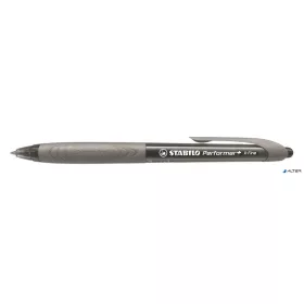   Golyóstoll, 0,35 mm, nyomógombos, szürke tolltest, STABILO "Performer+", fekete