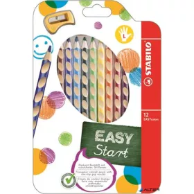   Színes ceruza készlet, háromszögletű, balkezes, STABILO 'EasyColours', 12 különböző szín