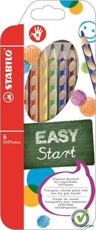 Színes ceruza készlet, háromszögletű, jobbkezes, STABILO 'EasyColours', 6 különböző szín
