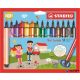 Filctoll készlet, 1,5-2 mm, rugós hegy, STABILO "Trio Scribbi", 14 különböző szín