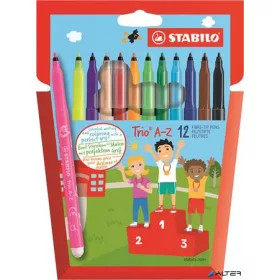   Filctoll készlet, 0,7 mm, STABILO "Trio A-Z", 12 különböző szín