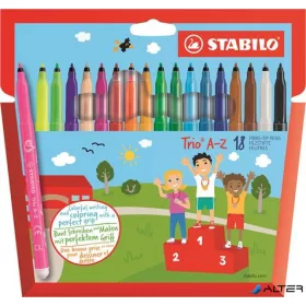   Filctoll készlet, 0,7 mm, STABILO 'Trio A-Z', 18 különböző szín