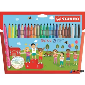   Filctoll készlet, 0,7 mm, STABILO "Trio A-Z", 24 különböző szín