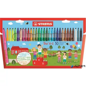   Filctoll készlet, 0,7 mm, STABILO "Trio A-Z", 30 különböző szín