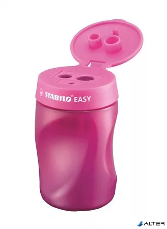 Hegyező, háromlyukú, tartályos, jobbkezes, STABILO "Easy", rózsaszín