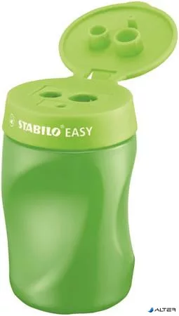 Hegyező, háromlyukú, tartályos, jobbkezes, STABILO "Easy", zöld