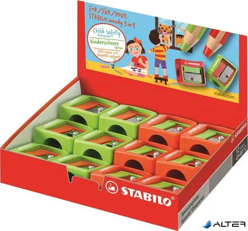 Hegyező, egylyukú, STABILO 'Woody 3 in 1', vegyes színek