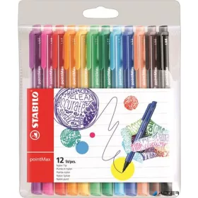   Filctoll készlet, 0,8 mm, STABILO "Point Max", 12 különböző szín