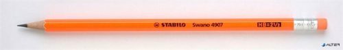 Grafitceruza radírral, HB, hatszögletű, STABILO "Swano Neon", narancssárga