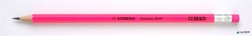 Grafitceruza radírral, HB, hatszögletű, STABILO 'Swano Neon', rózsaszín