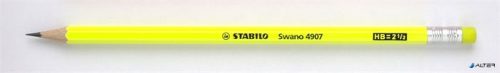 Grafitceruza radírral, HB, hatszögletű, STABILO 'Swano Neon', sárga
