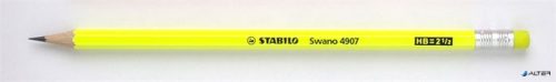 Grafitceruza radírral, HB, hatszögletű, STABILO "Swano Neon", sárga