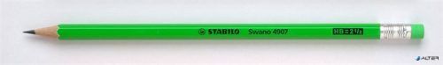 Grafitceruza radírral, HB, hatszögletű, STABILO "Swano Neon", zöld
