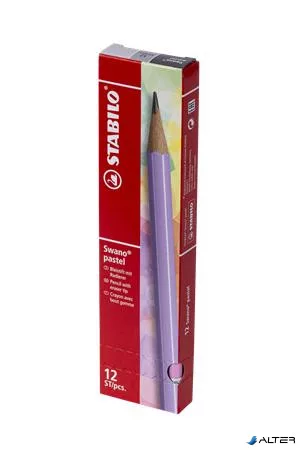 Grafitceruza radírral, HB, hatszögletű, STABILO "Swano Pastel", pink