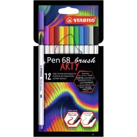  Ecsetirón készlet, STABILO 'Pen 68 brush ARTY', 12 különböző szín