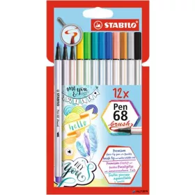   Ecsetirón készlet, STABILO 'Pen 68 brush', 12 különböző szín
