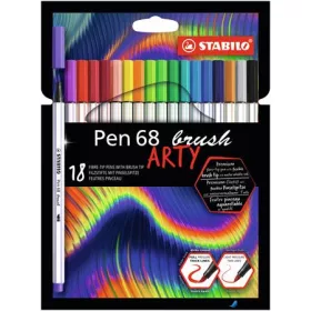   Ecsetirón készlet, STABILO 'Pen 68 brush ARTY', 18 különböző szín