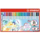 Ecsetirón készlet, fém doboz, STABILO "Pen 68 brush", 19 különböző szín