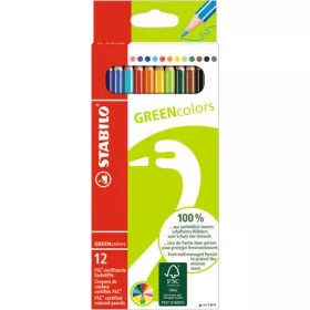   Színes ceruza készlet, hatszögletű, STABILO 'GreenColors', 12 különböző szín