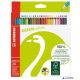 Színes ceruza készlet, hatszögletű, STABILO 'GreenColours', 24 különböző szín