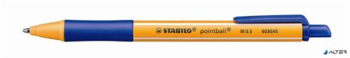 Golyóstoll, 0,5 mm, nyomógombos, STABILO "Pointball", kék