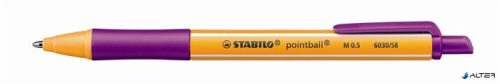 Golyóstoll, 0,5 mm, nyomógombos, STABILO "Pointball", lila