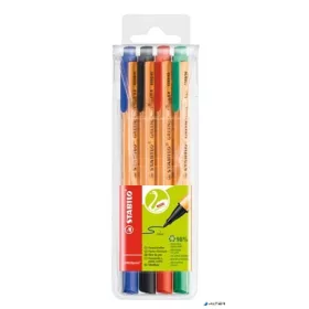   Filctoll készlet, 0,8 mm, STABILO "Greenpoint", 4 különböző szín