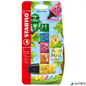   Szövegkiemelő készlet, 2-5 mm, STABILO 'Boss Mini Animal Vibes', 5 különböző szín