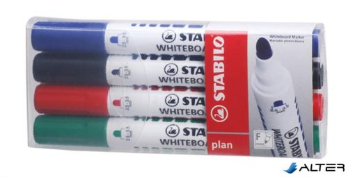 Táblamarker készlet, 2,5-3,5 mm, kúpos, STABILO 'Plan', 4 különböző szín