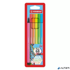   Filctoll készlet, 1 mm, STABILO "Pen 68", 6 neon szín