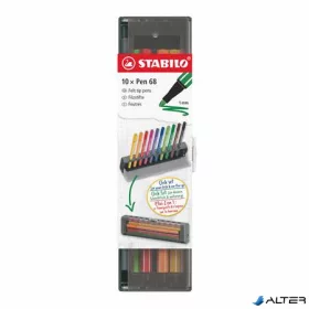   Filctoll készlet, 1 mm, STABILO "Pen 68", 10 db-os asztali készlet