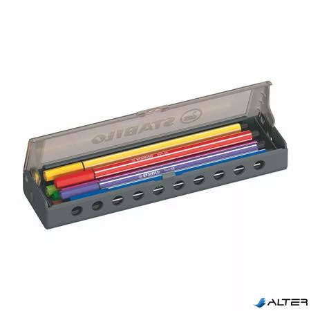 Filctoll készlet, 1 mm, STABILO "Pen 68", 10 db-os asztali készlet