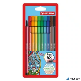   Filctoll készlet, 1 mm, STABILO "Pen 68", 10 különböző szín
