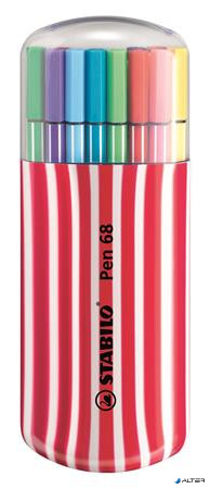 Rostirón készlet, 1 mm, piros tok, STABILO "Pen 68 Zebrui", 20 különböző szín