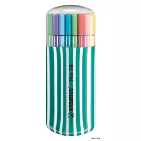   Filctoll készlet, 1 mm, türkiz tok, STABILO "Pen 68 Zebrui", 20 különböző szín