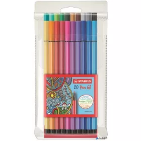   Filctoll készlet, 1 mm, STABILO 'Pen 68', 20 különböző szín