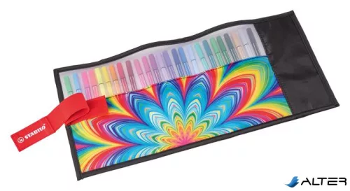 Filctoll, készlet, 1 mm, felcsavarható, STABILO 'Pen 68 ARTY', 25 különböző színű