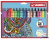 Filctoll készlet, 1 mm, STABILO "Pen 68", 30 különböző szín