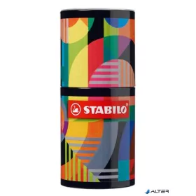   Filctoll készlet, hengeres fém doboz, 1 mm, STABILO "Pen 68 ARTY", 45 különböző szín