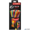 Filctoll készlet, hengeres fém doboz, 1 mm, STABILO 'Pen 68 ARTY', 45 különböző szín