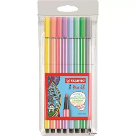   Filctoll készlet, 1 mm, STABILO 'Pen 68', 8 pasztell szín