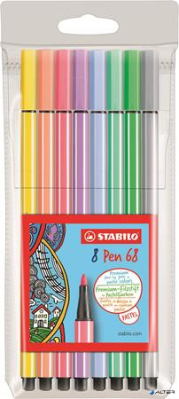 Rostirón készlet, 1 mm, STABILO "Pen 68", 8 pasztell szín