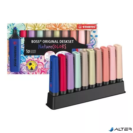 Szövegkiemelő készlet, 2-5 mm, STABILO 'BOSS original NatureCOLORS Wildflowers', 10 különböző szín