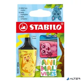   Szövegkiemelő készlet, 2-5 mm, STABILO "Boss Mini Animal Vibes", 3 különböző szín
