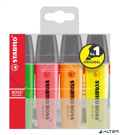 Szövegkiemelő készlet, 2-5 mm, STABILO "BOSS original", 4 különböző szín